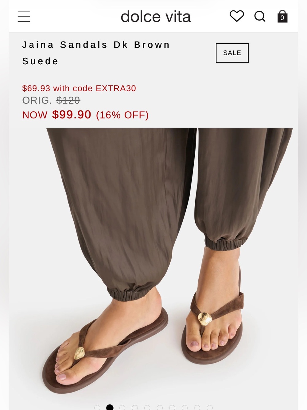 Dolce Vita Jaina Dark Brown Suede Thong Sandals